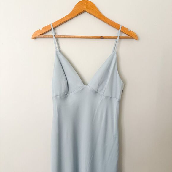 Shona Joy Baby Blue Satin Slip Maxi Dress SIZE 8 Elegant Gown $360 NEW - Picture 3 of 10